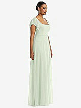Side View Thumbnail - Mint Green Flutter Sleeve Scoop Open-Back Chiffon Maxi Dress