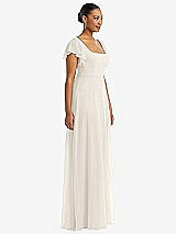 Side View Thumbnail - Ivory Flutter Sleeve Scoop Open-Back Chiffon Maxi Dress