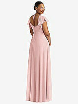 Rear View Thumbnail - Rose Flutter Sleeve Scoop Open-Back Chiffon Maxi Dress