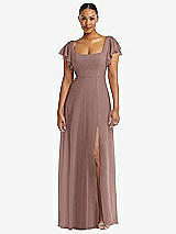 Alt View 1 Thumbnail - Sienna Flutter Sleeve Scoop Open-Back Chiffon Maxi Dress