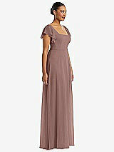 Side View Thumbnail - Sienna Flutter Sleeve Scoop Open-Back Chiffon Maxi Dress