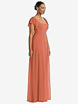 Side View Thumbnail - Terracotta Copper Flutter Sleeve Scoop Open-Back Chiffon Maxi Dress