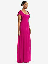 Side View Thumbnail - Think Pink Flutter Sleeve Scoop Open-Back Chiffon Maxi Dress