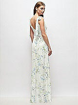Rear View Thumbnail - Bleu Garden Plunge Neckline Bow Shoulder Empire Waist Chiffon Maxi Dress