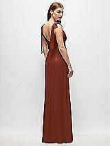 Rear View Thumbnail - Auburn Moon Plunge Neckline Bow Shoulder Empire Waist Chiffon Maxi Dress