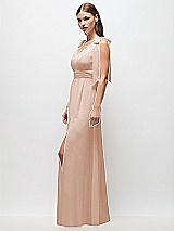 Side View Thumbnail - Cameo Plunge Neckline Bow Shoulder Empire Waist Chiffon Maxi Dress