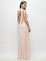 Rear View Thumbnail - Coquette Floral Print Plunge Neckline Bow Shoulder Empire Waist Chiffon Maxi Dress