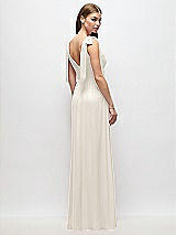 Rear View Thumbnail - Ivory Plunge Neckline Bow Shoulder Empire Waist Chiffon Maxi Dress