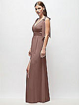 Side View Thumbnail - Sienna Plunge Neckline Bow Shoulder Empire Waist Chiffon Maxi Dress
