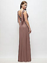 Rear View Thumbnail - Sienna Plunge Neckline Bow Shoulder Empire Waist Chiffon Maxi Dress