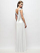Rear View Thumbnail - White Plunge Neckline Bow Shoulder Empire Waist Chiffon Maxi Dress