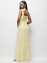 Rear View Thumbnail - Butter Yellow Tie-Shoulder Bustier Bodice Ruffle-Hem Maxi Dress
