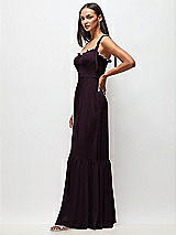 Side View Thumbnail - Deep Plum Tie-Shoulder Bustier Bodice Ruffle-Hem Maxi Dress
