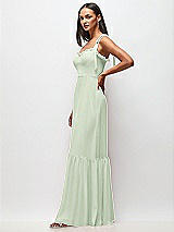 Side View Thumbnail - Mint Green Tie-Shoulder Bustier Bodice Ruffle-Hem Maxi Dress