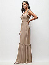 Side View Thumbnail - Topaz Tie-Shoulder Bustier Bodice Ruffle-Hem Maxi Dress