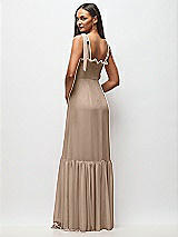 Rear View Thumbnail - Topaz Tie-Shoulder Bustier Bodice Ruffle-Hem Maxi Dress