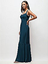 Side View Thumbnail - Atlantic Blue Tie-Shoulder Bustier Bodice Ruffle-Hem Maxi Dress