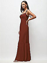 Side View Thumbnail - Auburn Moon Tie-Shoulder Bustier Bodice Ruffle-Hem Maxi Dress