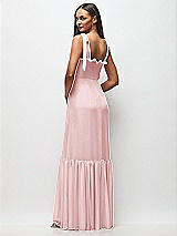 Rear View Thumbnail - Ballet Pink Tie-Shoulder Bustier Bodice Ruffle-Hem Maxi Dress