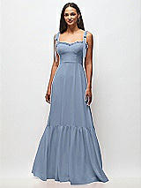 Front View Thumbnail - Cloudy Tie-Shoulder Bustier Bodice Ruffle-Hem Maxi Dress