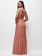 Rear View Thumbnail - Desert Rose Tie-Shoulder Bustier Bodice Ruffle-Hem Maxi Dress