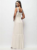 Rear View Thumbnail - Ivory Tie-Shoulder Bustier Bodice Ruffle-Hem Maxi Dress