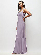 Side View Thumbnail - Lilac Haze Tie-Shoulder Bustier Bodice Ruffle-Hem Maxi Dress