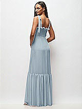 Rear View Thumbnail - Mist Tie-Shoulder Bustier Bodice Ruffle-Hem Maxi Dress