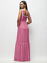 Rear View Thumbnail - Orchid Pink Tie-Shoulder Bustier Bodice Ruffle-Hem Maxi Dress