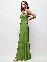 Side View Thumbnail - Peridot Green Tie-Shoulder Bustier Bodice Ruffle-Hem Maxi Dress