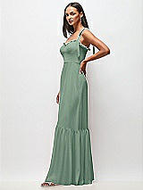 Side View Thumbnail - Seagrass Tie-Shoulder Bustier Bodice Ruffle-Hem Maxi Dress