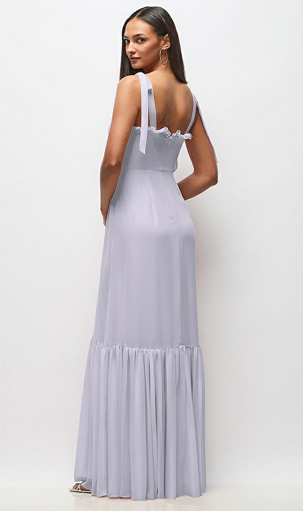 Back View - Silver Dove Tie-Shoulder Bustier Bodice Ruffle-Hem Maxi Dress
