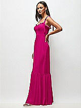 Side View Thumbnail - Think Pink Tie-Shoulder Bustier Bodice Ruffle-Hem Maxi Dress