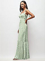 Side View Thumbnail - Vintage Primrose Sage Tie-Shoulder Bustier Bodice Ruffle-Hem Maxi Dress