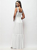 Rear View Thumbnail - White Tie-Shoulder Bustier Bodice Ruffle-Hem Maxi Dress