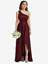 Alt View 1 Thumbnail - Cabernet One-Shoulder High Low Maxi Dress with Pockets