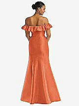 Alt View 5 Thumbnail - Portofino Orange Off-the-Shoulder Ruffle Neck Satin Trumpet Gown