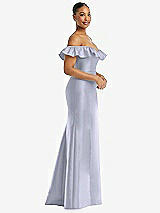 Alt View 4 Thumbnail - Silver Dove Off-the-Shoulder Ruffle Neck Satin Trumpet Gown