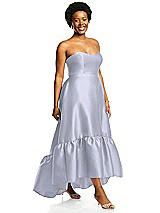 Alt View 2 Thumbnail - Silver Dove Strapless Deep Ruffle Hem Satin High Low Dress with Pockets