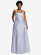 Alt View 1 Thumbnail - Silver Dove Boned Corset Closed-Back Satin Gown with Full Skirt and Pockets