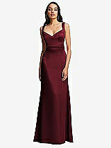 Front View Thumbnail - Cabernet Framed Bodice Criss Criss Open Back A-Line Maxi Dress