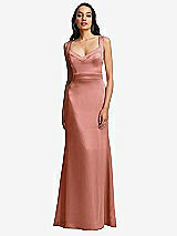 Front View Thumbnail - Desert Rose Framed Bodice Criss Criss Open Back A-Line Maxi Dress