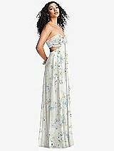 Alt View 4 Thumbnail - Bleu Garden Strapless Empire Waist Cutout Maxi Dress with Covered Button Detail