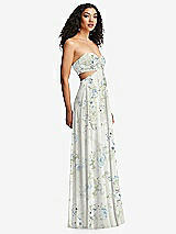 Alt View 6 Thumbnail - Bleu Garden Strapless Empire Waist Cutout Maxi Dress with Covered Button Detail