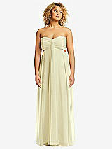 Alt View 1 Thumbnail - Butter Yellow Strapless Empire Waist Cutout Maxi Dress with Covered Button Detail