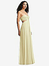 Alt View 6 Thumbnail - Butter Yellow Strapless Empire Waist Cutout Maxi Dress with Covered Button Detail