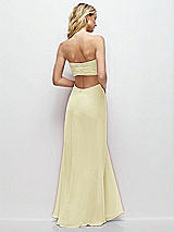 Side View Thumbnail - Butter Yellow Strapless Empire Waist Cutout Maxi Dress with Covered Button Detail