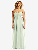 Alt View 1 Thumbnail - Mint Green Strapless Empire Waist Cutout Maxi Dress with Covered Button Detail