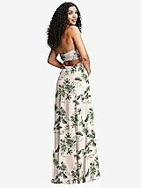 Alt View 7 Thumbnail - Palm Beach Print Strapless Empire Waist Cutout Maxi Dress with Covered Button Detail