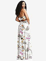 Alt View 7 Thumbnail - Butterfly Botanica Ivory Strapless Empire Waist Cutout Maxi Dress with Covered Button Detail